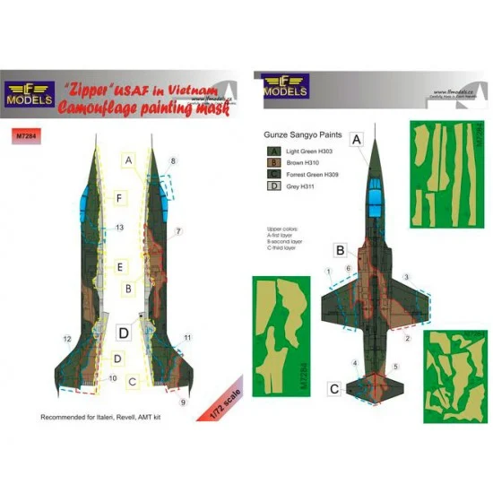 LF Models LFM7284 1/72 F-104C Starfighter USAF in Vietnam Camo Mask for Italeri/Revell/AMT kit