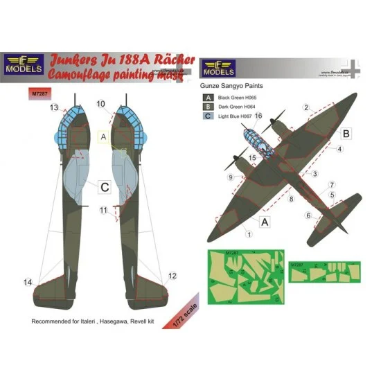 LF Models LFM7287 1/72 Junkers Ju 188A Racher Camo Painting Mask for Italeri /Hasegawa/Revell kit - Model Planes