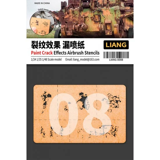 Liang Model LIANG-0008 Paint Crack Effects Airbrush Stencils for 1/24 1/35 1/48 Scale kits