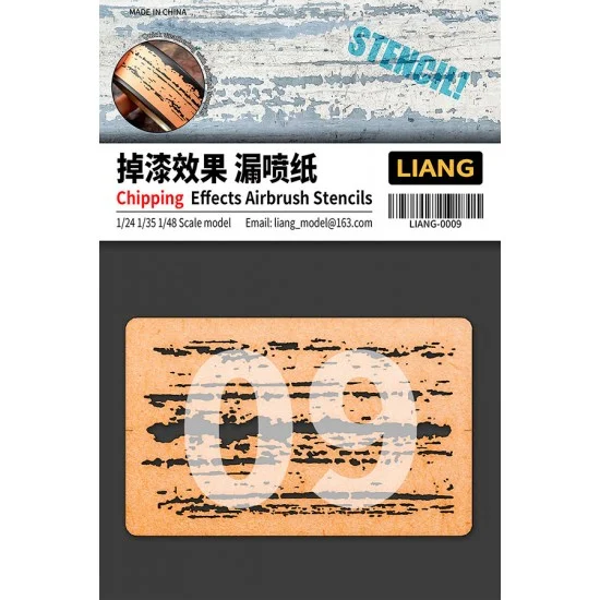 Liang Model LIANG-0009 Chipping Effects Airbrush Stencils for 1/24 1/35 1/48 Scale kits