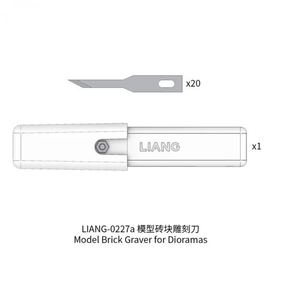 Liang Model LIANG-0227a Model Brick Graver for Dioramas (1 handle and 20 blades)