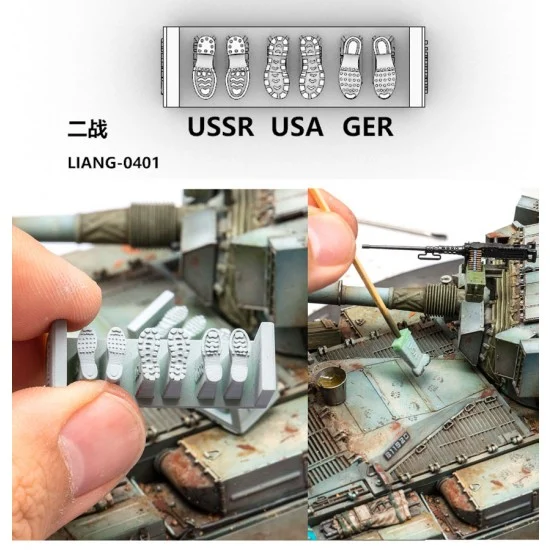 Liang Model LIANG-0401 1/35 Shoeprint Stamp Tools - WWII US/USSR/German Version
