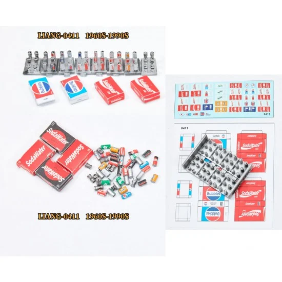 Liang Model LIANG-0411 1/35 Miniatures Soda Cans and Cardboard Boxes 1960s-1990s
