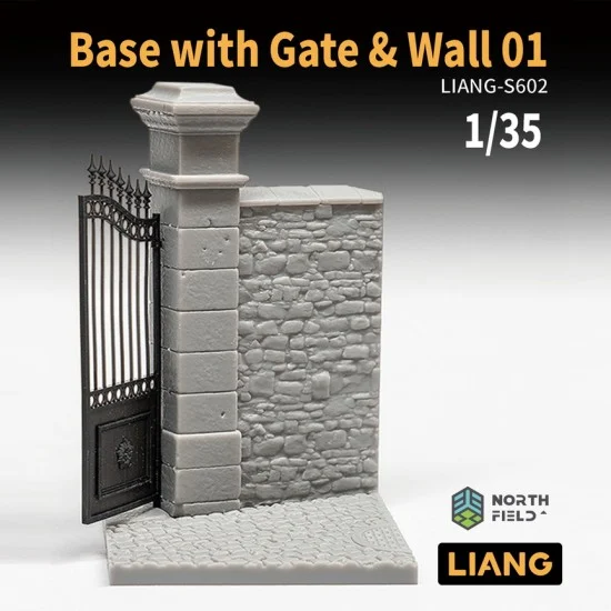 Liang Model S602 1/35 Base with Gate and Wall #01 - Scenics & Diorama
