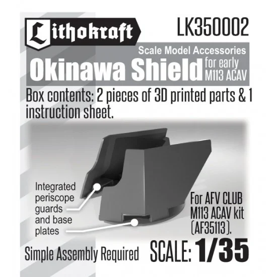 Lithokraft 350002 1/35 M113 ACAV Early Okinawa Shield for AFV Club #35113 - Military Vehicles & Tanks
