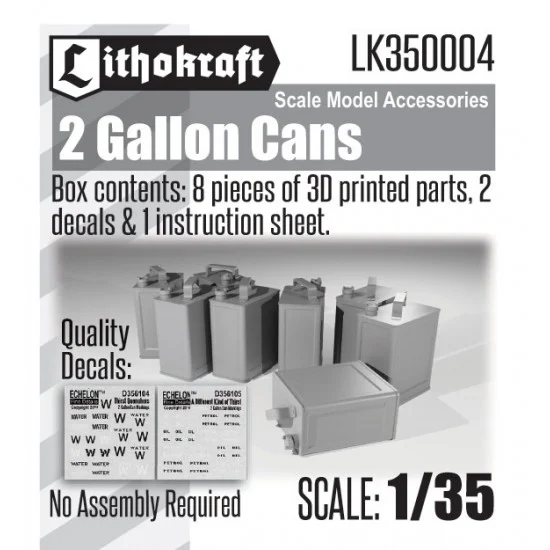 Lithokraft 350004 1/35 2 Gallon Cans (8pcs) - Military Vehicles & Tanks