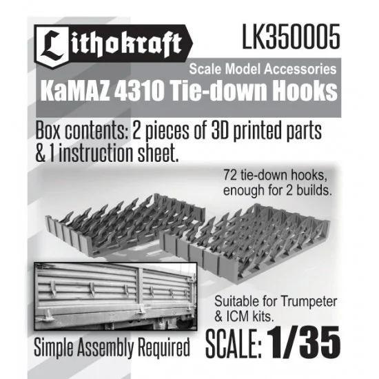 Lithokraft 350005 1/35 KaMAZ 4310 Tie Down Hooks for Trumpeter/ICM kits - Military Vehicles & Tanks