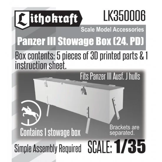 Lithokraft 350006 1/35 Panzer III Ausf.J Hulls Stowage Box (24.PD) - Military Vehicles & Tanks