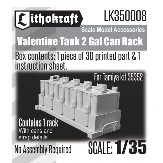 Lithokraft 350008 1/35 Valentine Tank 2 Gal Can Rack for Tamiya kit #35352 - Military Vehicles & Tanks
