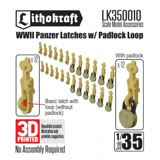 Lithokraft 350010 1/35 WWII Panzer Latches w/Padlock Loop - Military Vehicles & Tanks