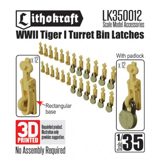 Lithokraft 350012 1/35 WWII Tiger I Turret Bin Latches - Military Vehicles & Tanks