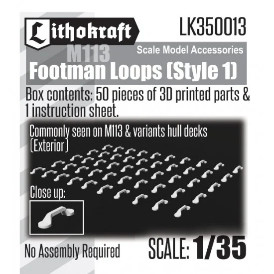 Lithokraft 350013 1/35 Footman Loops (Style 1) for M113/Variants Hull Decks Exterior - Military Vehicles & Tanks