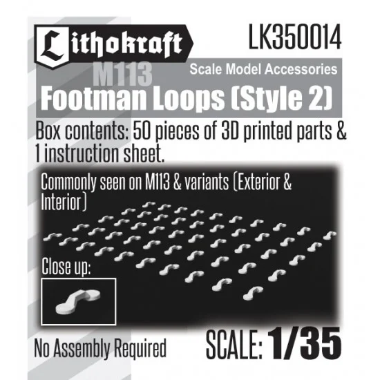 Lithokraft 350014 1/35 Footman Loops (Style 2) for M113/Variants Hull Decks Exterior/Interior - Military Vehicles & Tanks