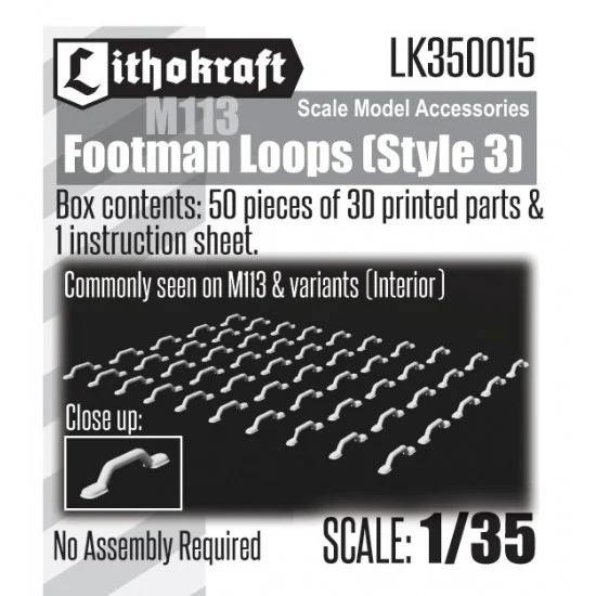 Lithokraft 350015 1/35 Footman Loops (Style 3) for M113/Variants Interior - Military Vehicles & Tanks