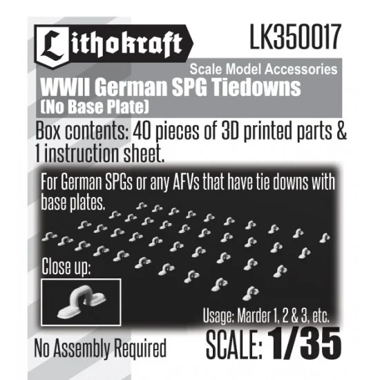 Lithokraft 350017 1/35 WWII German SPG Tiedowns (No Base Plate) for Marder 1, 2, 3 - Military Vehicles & Tanks