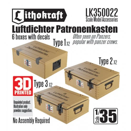 Lithokraft 350022 1/35 Luftdicter Patronenkasten (6 boxes) for Panzers - Military Vehicles & Tanks