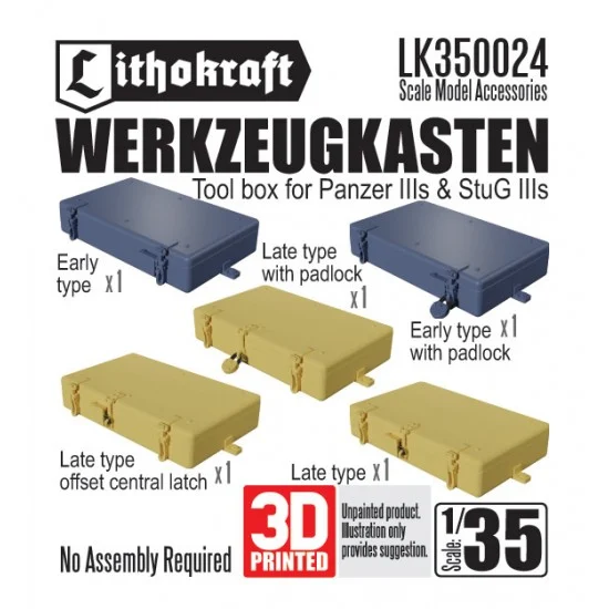 Lithokraft 350024 1/35 Werkzeugkasten Tool Box for Panzer IIIs, StuG IIIs - Military Vehicles & Tanks