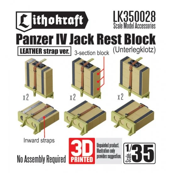 Lithokraft 350028 1/35 Panzer IV Jack Rest Block (Leather strap ver) - Military Vehicles & Tanks