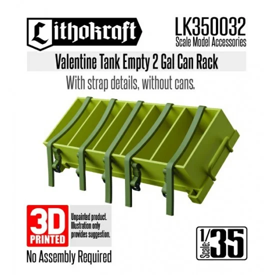 Lithokraft LK350032 1/35 Valentine Tank Empty 2 Gal Can Rack with Strap Details - Military Vehicles & Tanks