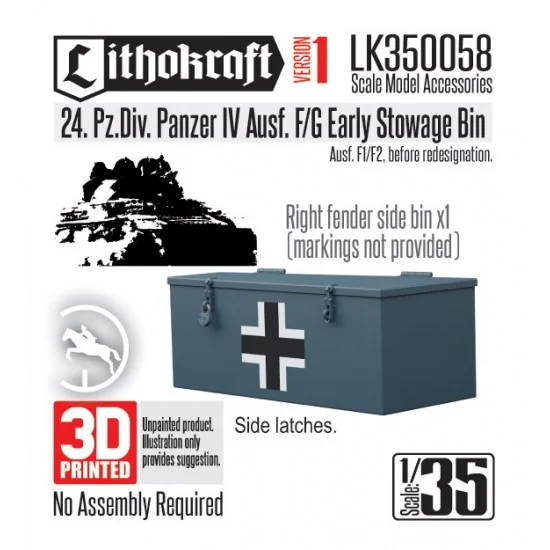 Lithokraft 350058 1/35 24 PzDiv Pz IV Ausf F/G Early Stwge Rack and Bin (Side Latches Type) - Military Vehicles & Tanks