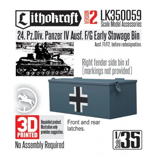 Lithokraft 350059 1/35 24 PzDiv Pz IV Ausf F/G Early Stwge Rack and Bin (Front and Rear Latches Type) - Military Vehicles & Tanks