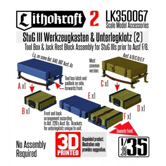 Lithokraft 350067 1/35 StuG III Werkzeugkasten and Unterlegklotz #2 - Military Vehicles & Tanks