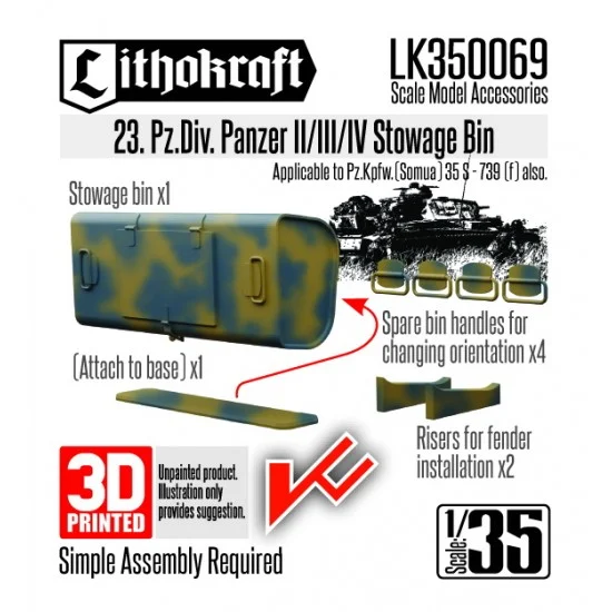 Lithokraft 350069 1/35 23. Pz.Div. Panzer II/III/IV Stowage Bin - Military Vehicles & Tanks
