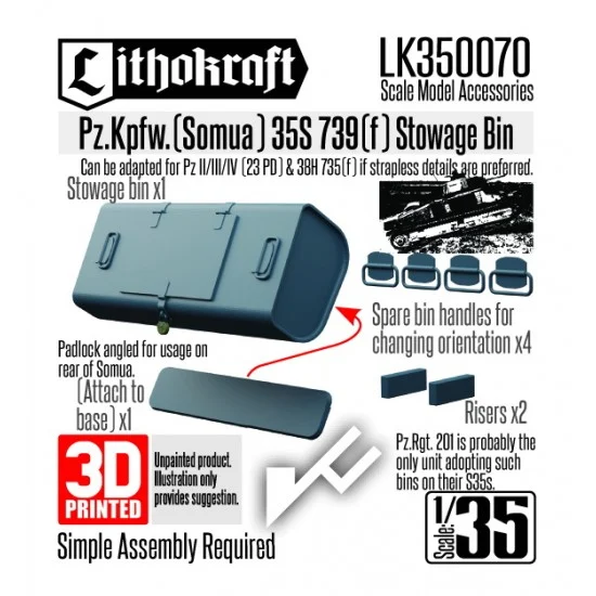 Lithokraft 350070 1/35 Pz.Kpfw. (Somua) 35S 739(f) Stowage Bin - Military Vehicles & Tanks