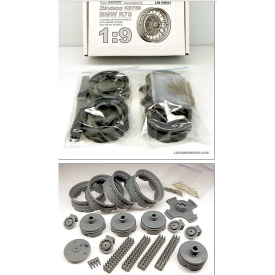 Lead Warrior 09001 1/9 BMW-R75 and Zundapp KS750 Wheels with Metal Spokes for Italeri/Dragon kits