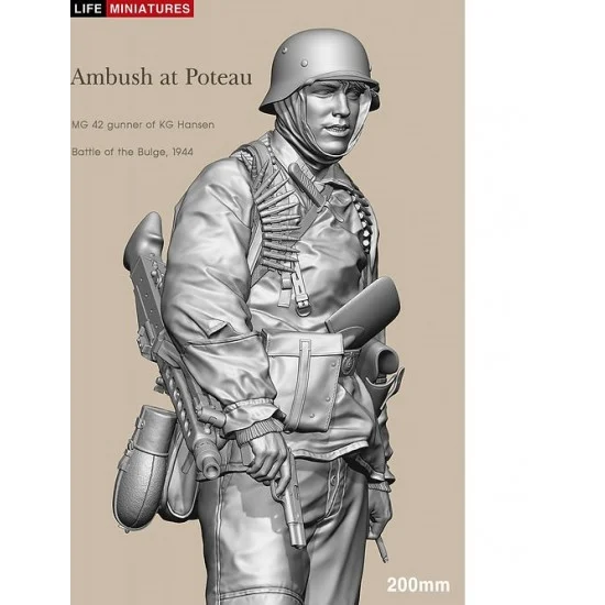 Life Miniatures 20001 200mm Ambush at Poteau - MG 42 Gunner of KG Hansen, Battle of the Bulge 1944