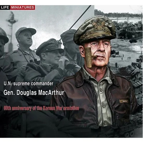 Life Miniatures B007 1/10 UN Supreme Commander Gen. Douglas MacArthur Bust - Model Figures