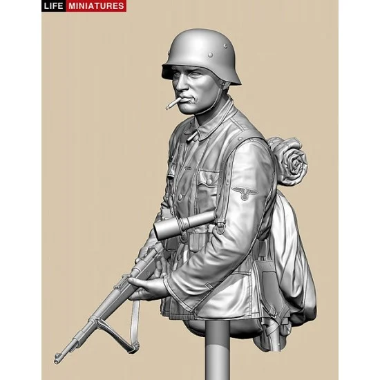 Life Miniatures B033 1/10 Ambush at Poteau 'SS Panzergrenadier, KG Hansen' Bust - Model Figures