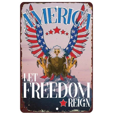 America Let Freedom Reign Metal Sign Lone Star Art (MS083120-04)