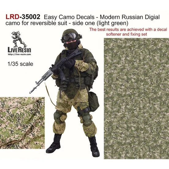 Live Resin LRD35002 1/35 Easy Camo Decals - Modern Russian Digital Camo for Reversible Suit (#1, light green)