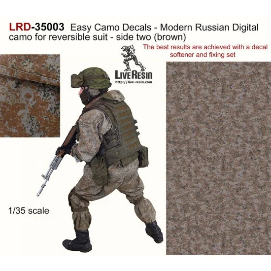Live Resin LRD35003 1/35 Easy Camo Decals - Modern Russian Digital Camo for Reversible Suit (side 2, brown)