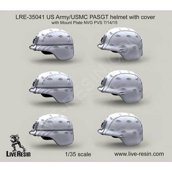Live Resin LRE35041 1/35 US Army/USMC PASGT Helmet with Cover with Mount Plate NVG PVS 7/14/15 - Resin Parts