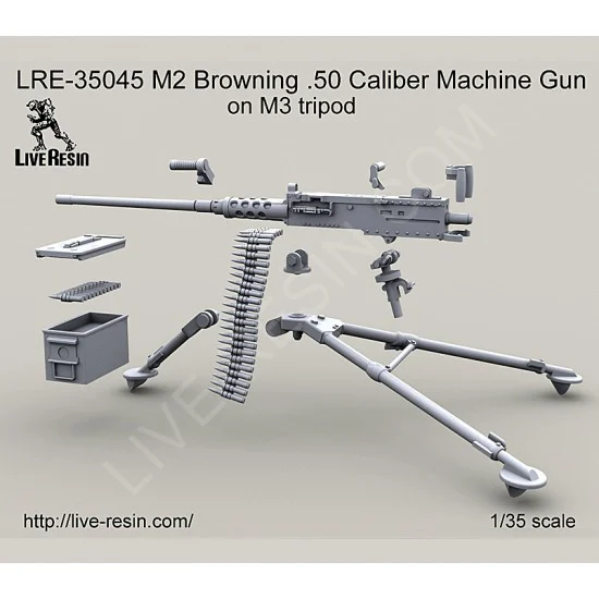 Live Resin LRE35045 1/35 M2 Browning .50 Caliber Machine Gun on M3 Tripod - Model Figures