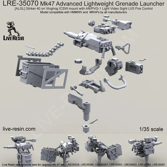 Live Resin LRE35070 1/35 Mk47 Advanced Lightweight Grenade Launcher/ALGL Striker40 on Vinghog ICSW Mount - Model Figures
