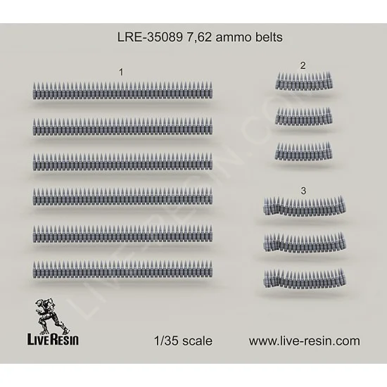 Live Resin LRE35089 1/35 Resin Ammo Belts 7.62x51mm NATO (.308" Winchester) - Resin Parts