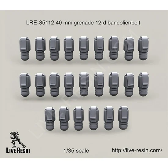 Live Resin LRE35112 1/35 40mm Grenade 12rd Bandolier/Belt - Model Figures
