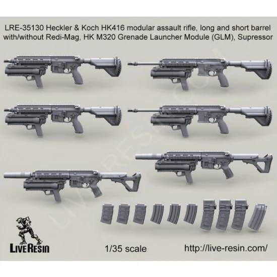 Live Resin LRE35130 1/35 Heckler &Koch HK416 Modular Assault Rifle Vol.3 - Model Figures