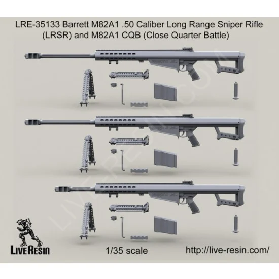 Live Resin LRE35133 1/35 Barrett M82A1 .50 Caliber Long Range Sniper Rifle (LRSR) and M82A1 CQB - Model Figures