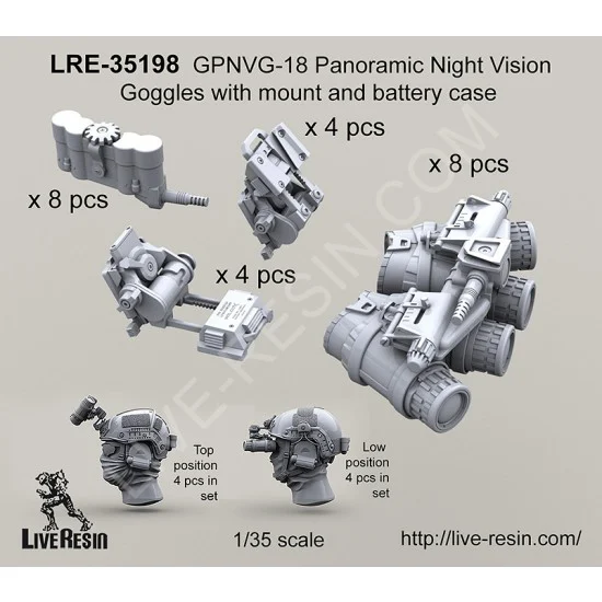Live Resin LRE35198 1/35 GPNVG-18 Panoramic Night Vision Goggles with Mount and Battery Case