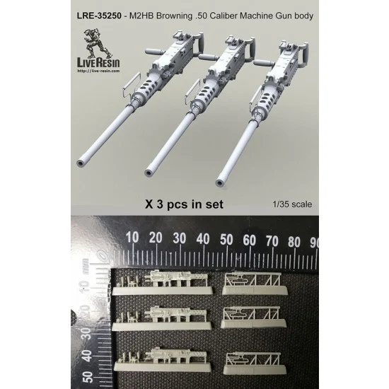 Live Resin LRE35250 1/35 M2HB Browning .50 Calibre Machine Gun Body (3pcs) - Model Figures
