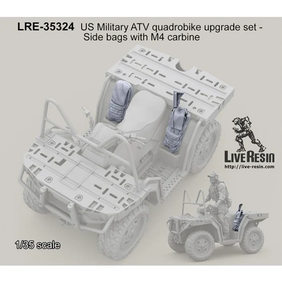 Live Resin LRE35324 1/35 US ATV Quadrobike Upgrade set - Side Bags (2pcs) w/M4 Carbine