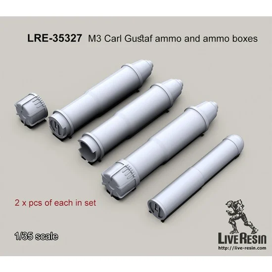 Live Resin LRE35327 1/35 Carl Gustaf Ammo and Ammo Boxes (2pcs of each) - Military Vehicles & Tanks
