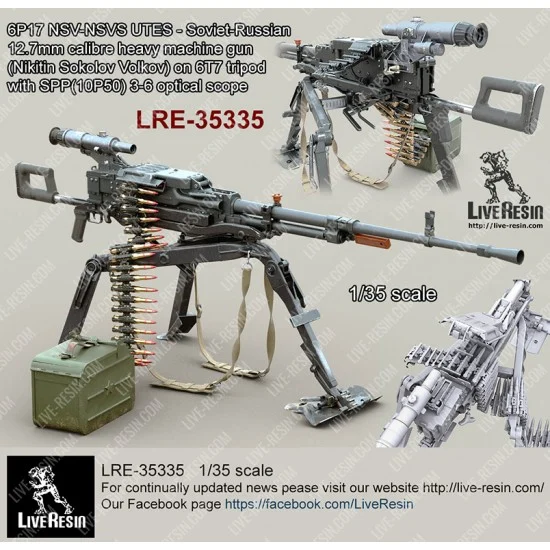 Live Resin LRE35335 1/35 6P17 NSV-VS UTES 12.7mm Calibre Heavy Machine Gun w/SPP(10P50) 3-6 Scope