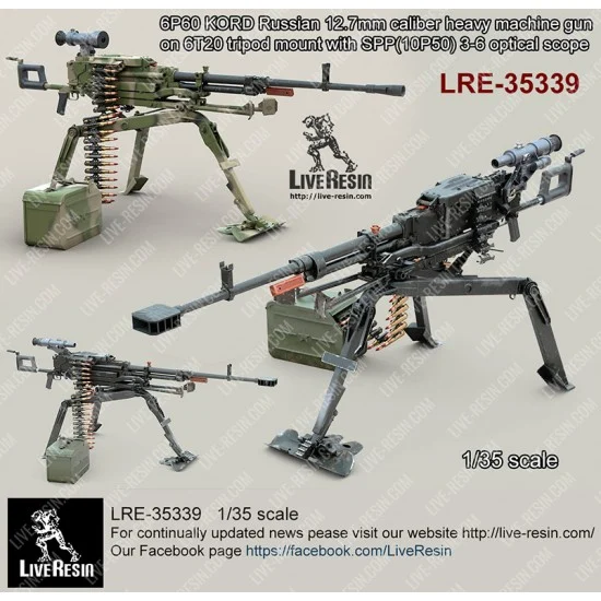Live Resin LRE35339 1/35 6P60 KORD 12.7mm Calibre Heavy Machine Gun on 6T20 Tripod w/SPP(10P50) 3-6 Scope