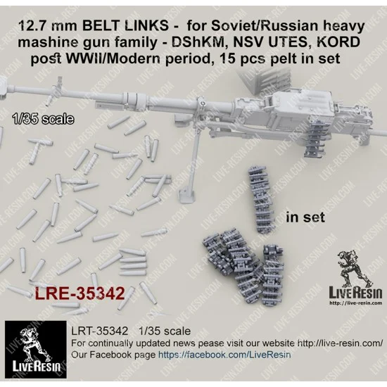 Live Resin LRE35342 1/35 12.7mm BELT LINKS (80pcs) for Soviet/Russian Heavy Machine Gun DShKM/NSV UTES/KORD - Model Figures