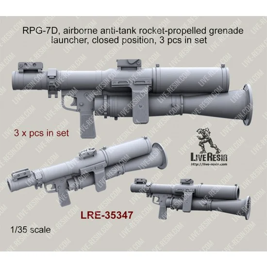 Live Resin LRE35347 1/35 RPG-7D Airborne Anti-tank Rocket-propelled Grenade Launcher (closed, 3pcs)